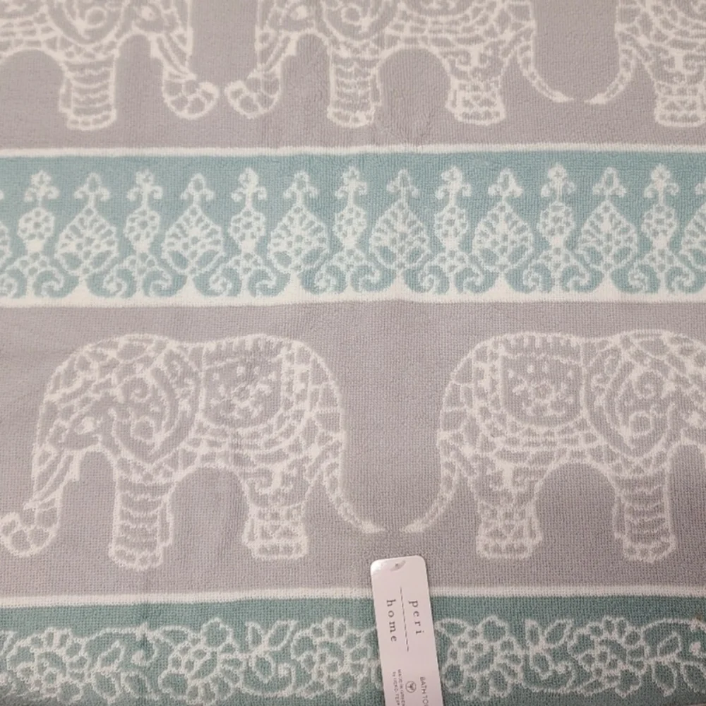 4pc Peri Home Lucky Elephant Bath & Hand Towel Set 100% Cotton New